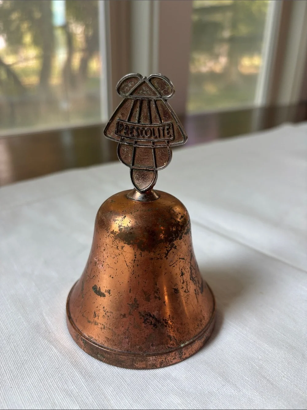 Vintage Prestolite Brass Promotional Bell Mid Century Corporate Souvenir